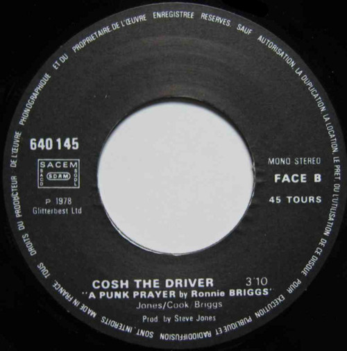 Sex Pistols - French Vinyl Releases: My Way / Cosh The Driver. Promo